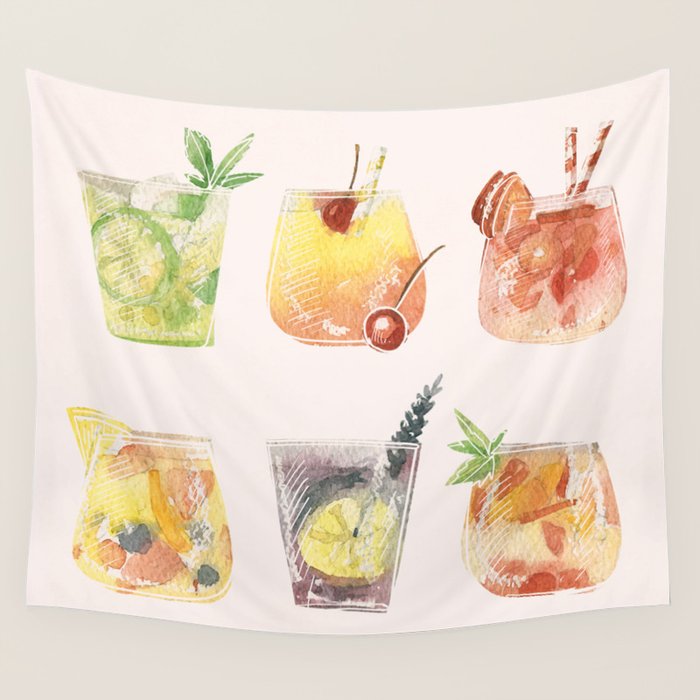 Summer Cocktails 11 Wall Tapestry Gallery Image 1