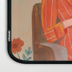 Woman with cat in living room in warm earth tones Laptop Sleeve Gallery Image 3