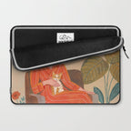 Woman with cat in living room in warm earth tones Laptop Sleeve Gallery Image 2