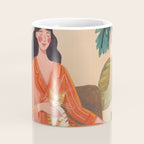Woman with cat in living room in warm earth tones Coffee Mug Gallery Image 4