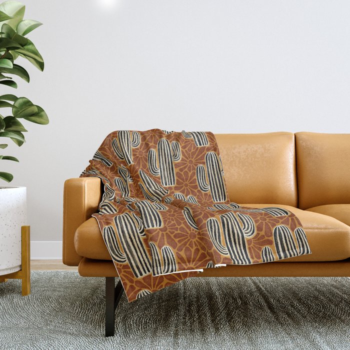 Sonora - Rust, gold, black and white Throw Blanket Gallery Image 1