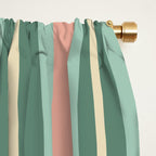 Retro Stripes in Mint Green, Pale Blush, and Cream - Vertical Stripe Pattern Window Curtain Gallery Image 2