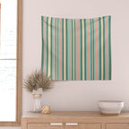 Retro Stripes in Mint Green, Pale Blush, and Cream - Vertical Stripe Pattern Wall Tapestry Gallery Image 2