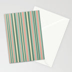 Retro Stripes in Mint Green, Pale Blush, and Cream - Vertical Stripe Pattern Stationery Card Gallery Image 2