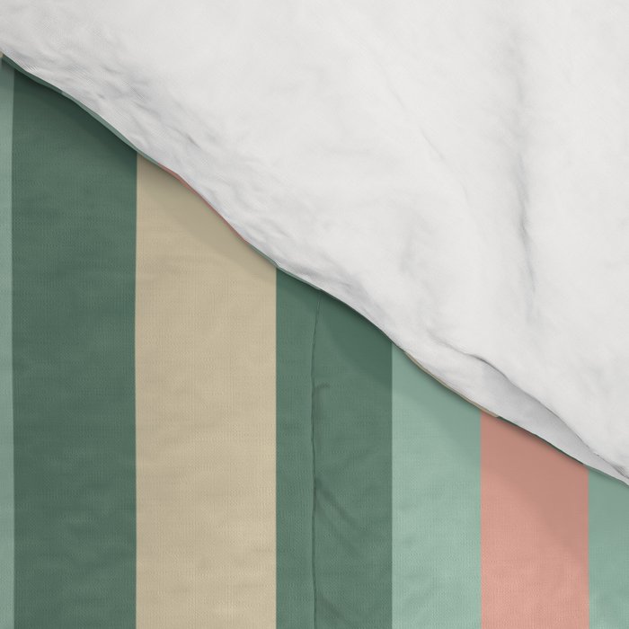 Retro Stripes in Mint Green, Pale Blush, and Cream - Vertical Stripe Pattern Comforter Gallery Image 4
