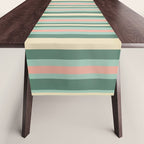 Retro Stripes in Mint Green, Pale Blush, and Cream - Vertical Stripe Pattern Table Runner Gallery Image 1