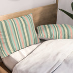 Retro Stripes in Mint Green, Pale Blush, and Cream - Vertical Stripe Pattern Pillow Sham Gallery Image 2
