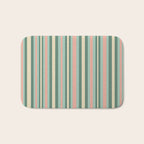 Retro Stripes in Mint Green, Pale Blush, and Cream - Vertical Stripe Pattern Bath Mat Gallery Image 1