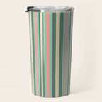 Retro Stripes in Mint Green, Pale Blush, and Cream - Vertical Stripe Pattern Travel Mug Gallery Image 3