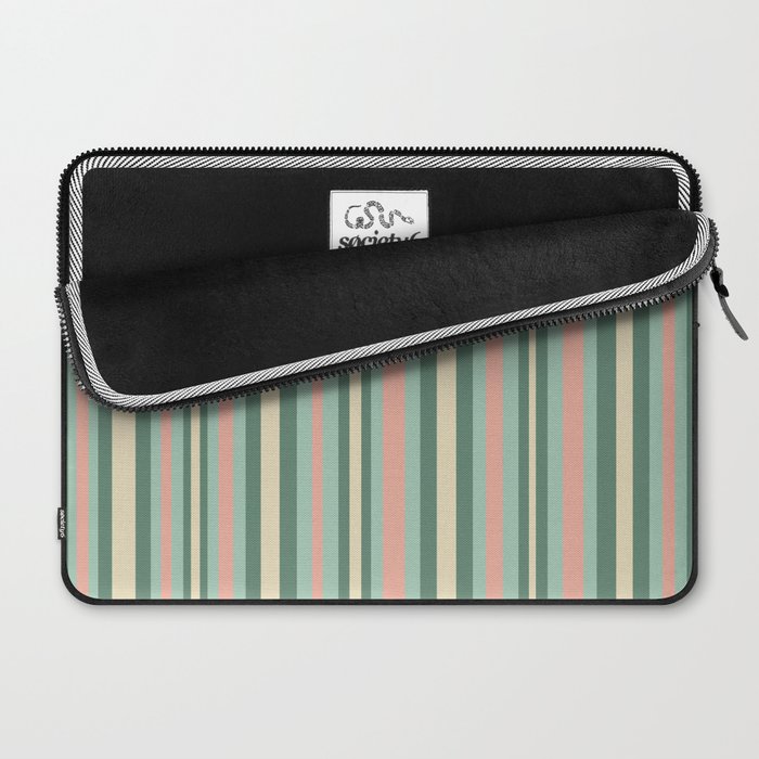 Retro Stripes in Mint Green, Pale Blush, and Cream - Vertical Stripe Pattern Laptop Sleeve Gallery Image 2
