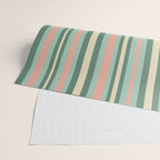 Retro Stripes in Mint Green, Pale Blush, and Cream - Vertical Stripe Pattern Wrapping Paper Gallery Image 2