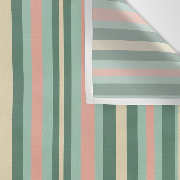 Retro Stripes in Mint Green, Pale Blush, and Cream - Vertical Stripe Pattern Wall Tapestry Gallery Image 3