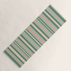 Retro Stripes in Mint Green, Pale Blush, and Cream - Vertical Stripe Pattern Yoga Mat Gallery Image 1