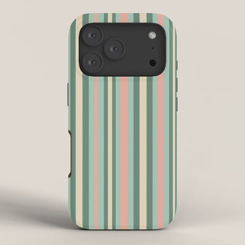 Retro Stripes In Mint Green, Pale Blush, And Cream - Vertical Stripe Pattern Iphone Case