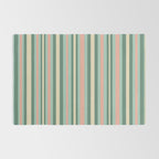 Retro Stripes in Mint Green, Pale Blush, and Cream - Vertical Stripe Pattern Rug Gallery Image 2