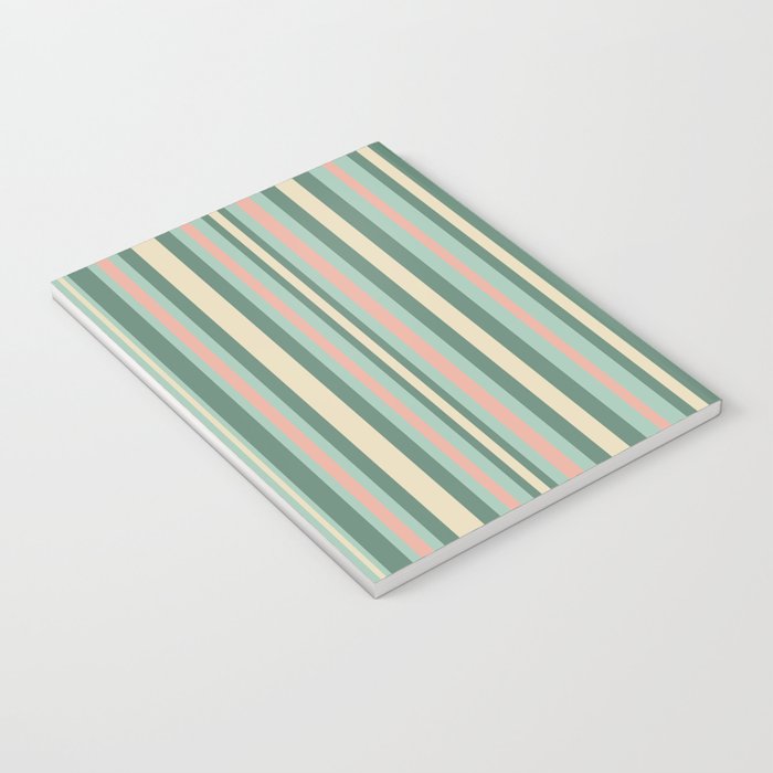 Retro Stripes in Mint Green, Pale Blush, and Cream - Vertical Stripe Pattern Notebook Gallery Image 3