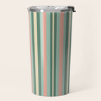 Retro Stripes in Mint Green, Pale Blush, and Cream - Vertical Stripe Pattern Travel Mug Gallery Image 2