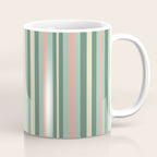Retro Stripes in Mint Green, Pale Blush, and Cream - Vertical Stripe Pattern Coffee Mug Gallery Image 1