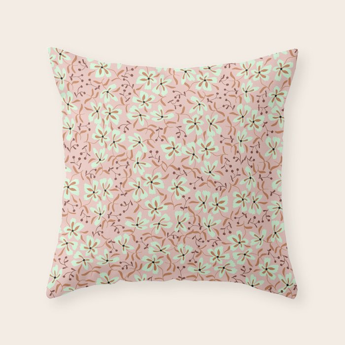 seamless pattern with small flowers Throw Pillow Gallery Image 6