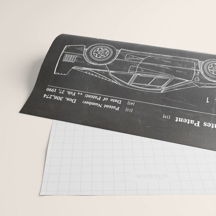 Supercar Sports Car Patent - Car Fan Classic Car Art - Black Chalkboard Wrapping Paper Gallery Image 2