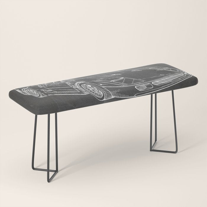 Supercar Sports Car Patent - Car Fan Classic Car Art - Black Chalkboard Bench Gallery Image 1