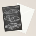 Supercar Sports Car Patent - Car Fan Classic Car Art - Black Chalkboard Stationery Card Gallery Image 2
