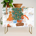 Woodland Winter Wonderland Festive Forest Animals and Christmas Tree Illustration Credenza Gallery Image 1