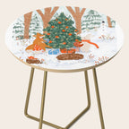 Woodland Winter Wonderland Festive Forest Animals and Christmas Tree Illustration Side Table Gallery Image 2