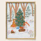 Woodland Winter Wonderland Festive Forest Animals and Christmas Tree Illustration Serving Tray Gallery Image 1
