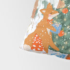 Woodland Winter Wonderland Festive Forest Animals and Christmas Tree Illustration Pillow Sham Gallery Image 4