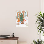 Woodland Winter Wonderland Festive Forest Animals and Christmas Tree Illustration Poster Gallery Image 2