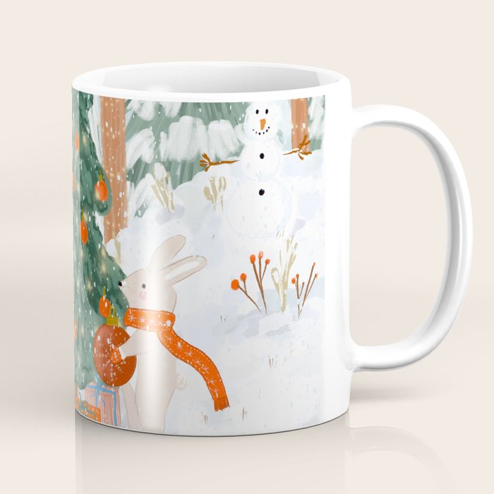 Woodland Winter Wonderland Festive Forest Animals and Christmas Tree Illustration Coffee Mug Gallery Image 1