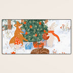 Woodland Winter Wonderland Festive Forest Animals and Christmas Tree Illustration Desk Mat Gallery Image 3