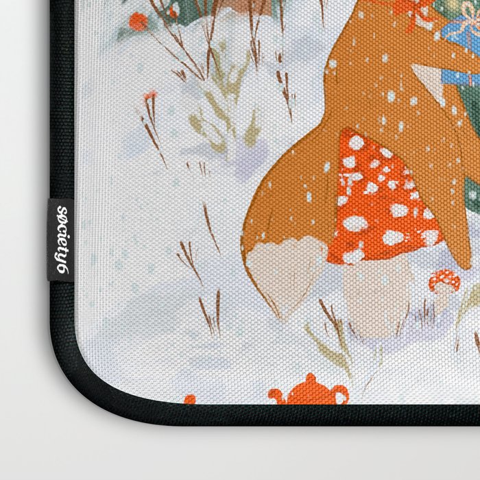 Woodland Winter Wonderland Festive Forest Animals and Christmas Tree Illustration Laptop Sleeve Gallery Image 3