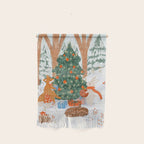 Woodland Winter Wonderland Festive Forest Animals and Christmas Tree Illustration Wall Hanging Gallery Image 1