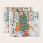 Woodland Winter Wonderland Festive Forest Animals and Christmas Tree Illustration Placemat Gallery Image 1