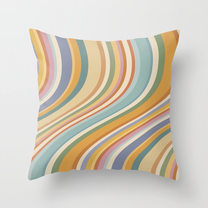 Wavy Stripes VI - Vintage Pastel Throw Pillow Gallery Image 1