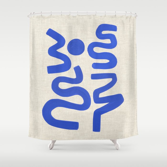Blue Zig Wiggles Shower Curtain Gallery Image 1