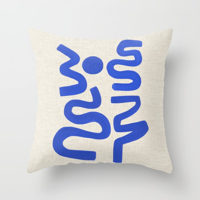 Blue Zig Wiggles Throw Pillow Gallery Image 6