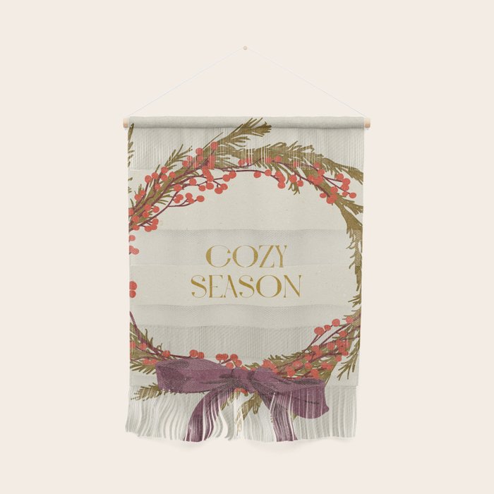 Cozy Season. Christmas wreath with bow Wall Hanging Gallery Image 1