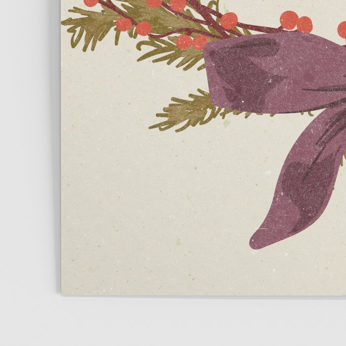 Cozy Season. Christmas wreath with bow Poster Gallery Image 3