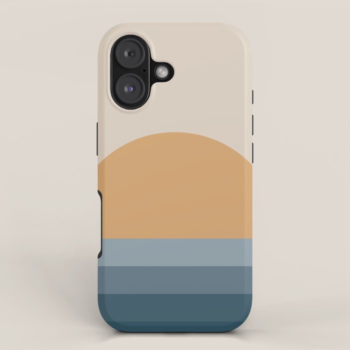 Minimal Retro Sunset Sunrise - Nautical Ocean Blue iPhone Case Gallery Image 1