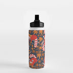 Red panda blending with the foliage // navy background red cozy animals fog brown taupe tree branches orange acer leaves Water Bottle Gallery Image 2