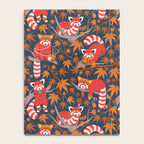 Red panda blending with the foliage // navy background red cozy animals fog brown taupe tree branches orange acer leaves Notebook Gallery Image 4
