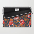 Red panda blending with the foliage // navy background red cozy animals fog brown taupe tree branches orange acer leaves Laptop Sleeve Gallery Image 2