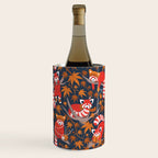 Red panda blending with the foliage // navy background red cozy animals fog brown taupe tree branches orange acer leaves Wine Chiller Gallery Image 1