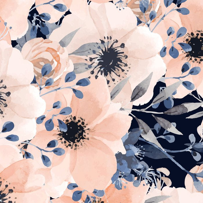 Festive, Floral Watercolor Print, Navy and Pink Coffee Mug Gallery Image 2
