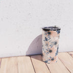 Festive, Floral Watercolor Print, Navy and Pink Travel Mug Gallery Image 4