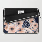 Festive, Floral Watercolor Print, Navy and Pink Laptop Sleeve Gallery Image 2