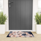 Festive, Floral Watercolor Print, Navy and Pink Welcome Mat Gallery Image 3